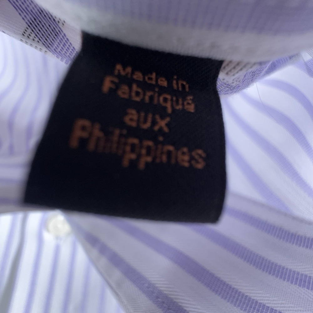 Ben Sherman Mens 16 34/35 Lavender Striped Button Down Slim Fit NWT - Picture 7 of 12